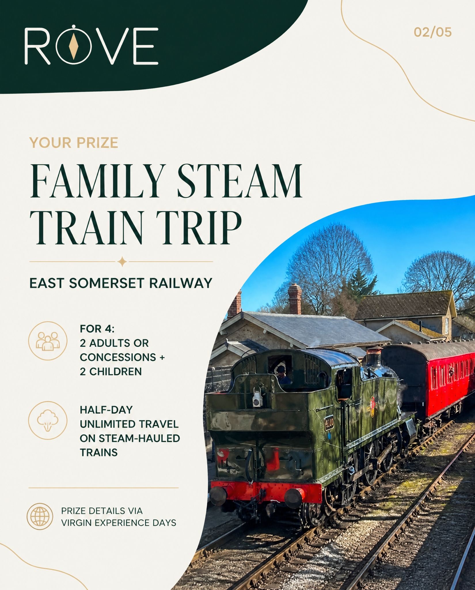 Your prize: a Family Steam Train Trip for four at East Somerset Railway